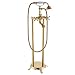 Senlesen Free Standing Floor Mounted Bathtub Faucet Dual Knobs Mixer Tap with Handheld Shower Gold Polished