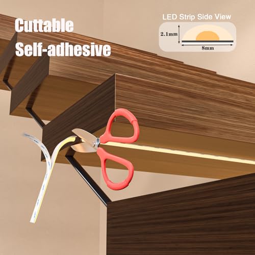 Image of Motion-Activated LED Stair Lighting Kit with Daylight Sensor SSL-5616, Supports up to 16 Steps x 40 inch Cuttable 3000K COB Strip Lights for Indoor LED Stair Lights