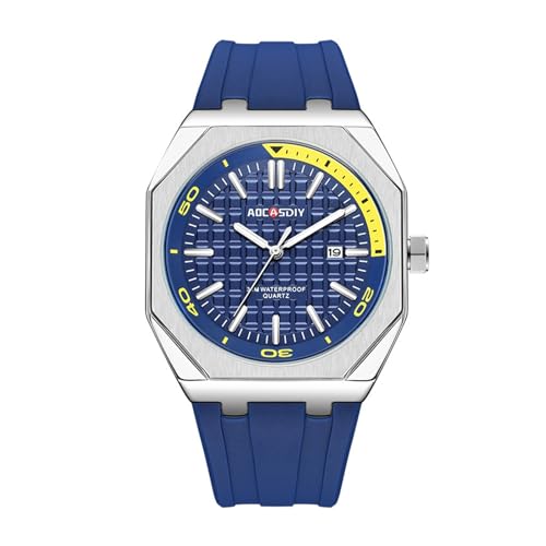 Montre Carrée For Homme, Style Décontracté, À Quartz, Avec Affichage De La Date Et Fonctions Lumineuses.(Silver)