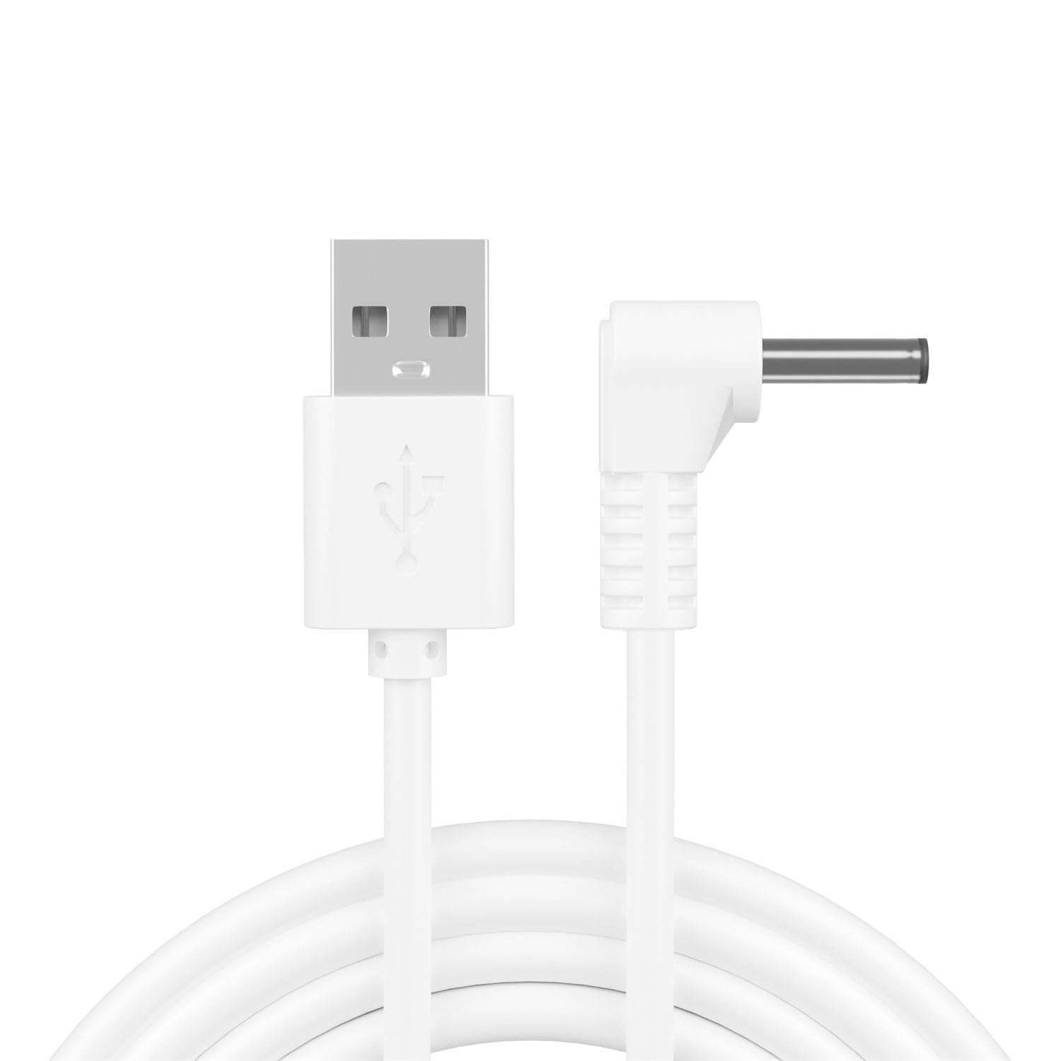 USB Charging Cable for Ring Stick Up Cam, 90 Degree Right Angle, 3.5mm DC Connector, 3 Feet, White