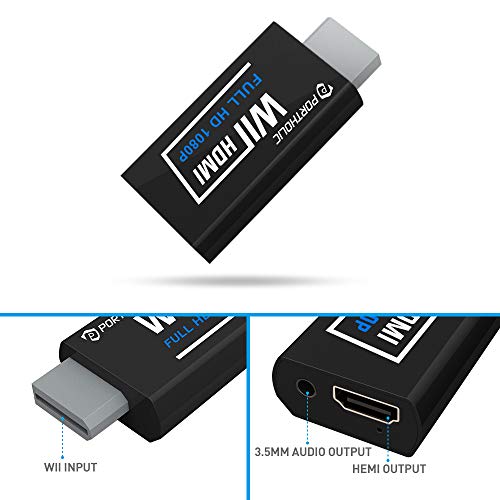 PORTHOLIC Wii to HDMI Converter 1080P for Full HD Device, Wii HDMI Adapter with 3.5mm Audio Jack&HDMI Output Compatible with Wii, Wii U, HDTV, Monitor-Supports Wii Display Modes 720P - Thumbnail 3