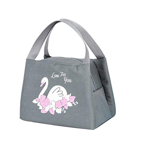 JoJody Sac de déjeuner Sacs-Repas Sac Isotherme Sac à bento Panier Repas Sac à Main pour Adultes Enfants Femmes Hommes (Gris) Cover