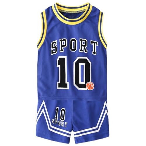 Image of Toddler Kids Sports Shorts Set Baby Boys Girls Basketball Jersey Outfit Tracksuit Tank Top Mesh Track Shorts
