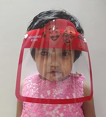 True-Ally 3 pcs Kids Face Shield with Clear Transparent Visor Stylish Eye Nose Mouth Splash Protection Headwear Cover for Children, Girls & Boys (Pack of 3, Random Designs)