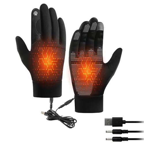 Gobesty Guanti Riscaldati USB per Uomo Donna, Guanti Riscaldati Touchscreen con 3 Livelli di Riscaldamento, Dita Intere Dita Guanti Caldi per Sci, Moto, Ciclismo, Escursionismo