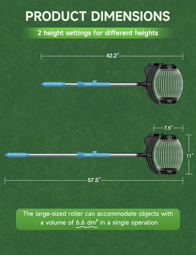 Acorn Picker Upper Roller for Walnuts - Nut Gatherer with 1.8-Gallon Capacity, No-Bend Emptying Design,Suitable for 1.2"-3.6" Walnuts,Chestnuts, Fallen Apples & Tennis Balls