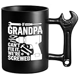 LOZACHE Funny Coffee Mug with Wrench Handle for Grandpa, Novelty Fathers Day Christmas Birthday Gifts for Grandpa Uncle Husband Brother Mechanic Tea Mug Present