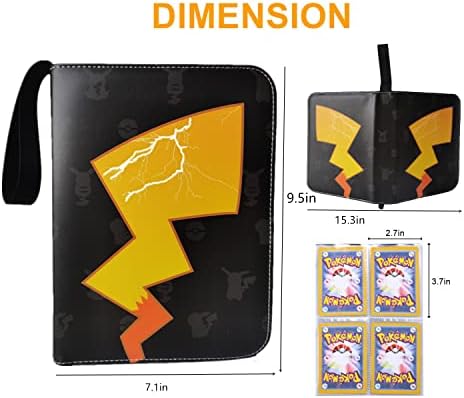 For pokmom Card Binder ,Trading Card Binder For Pokemon Cards ,400 pockets Card Folder with 50 Removable Sleeves card holder book with zip Waterproof Fit for Kids collector Collectible Display Gift