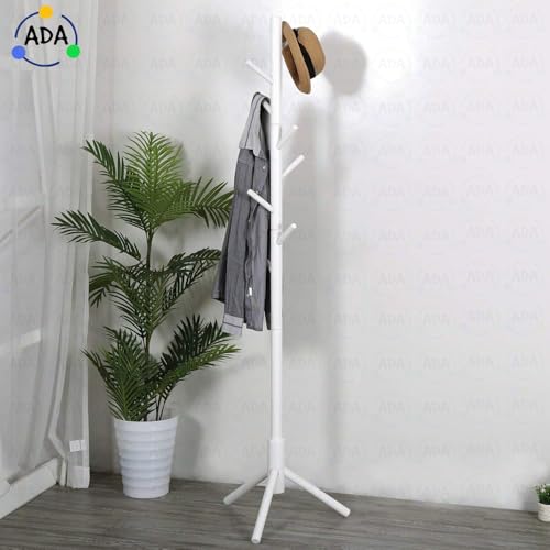 Image of ADA Premium Natural Bamboo Coat Rack Free Standing With 8 Hooks, Tree Coat Rack Stand For Coats, Hats, Scarves, Clothes, And Handbags - Diy (Do It Yourself), 45 X 45 X 175 Cm