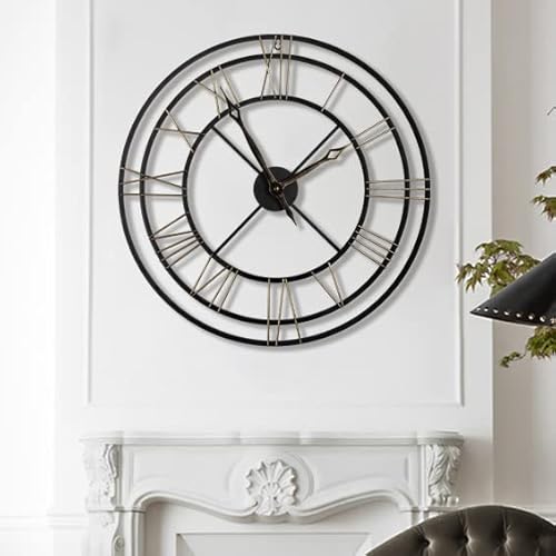 Leike 24 Inch Black Wall Clock For Living Room Decor - Oversized Nearly Silent Modern Large Wall Clocks Battery Operated Classic Metal Wall Clocks For Office, Kitchen, Bedroom, School, Home Wall Decor #TOP5