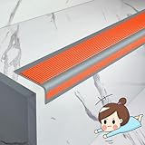 Perfil de PVC autoadhesivo de borde para escaleras en Forma de L，Impermeable y duradero, con ranuras antideslizantes para proteger a ancianos y niños，Adecuado para escaleras interiores y exteriores. (