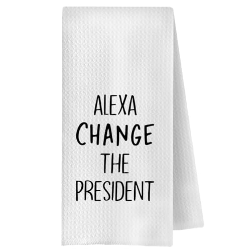 ChenCraty Funny Political Kitchen Towels, Funny Gifts for Men Women Dish Tea Towels for Kitchen Decor, Change The President Decorative Hand Towels for Bathroom, 16x24 Inches