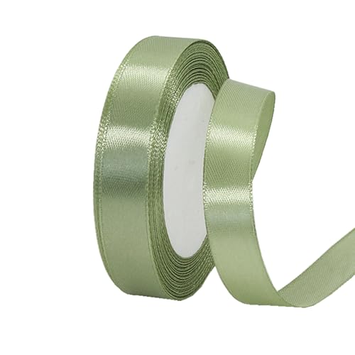 15mm Sage Green Ribbon for Gift Wrapping 22M，Single-Sided Satin Ribbon Christmas Ribbion Gift Wrapping, Fabric Ribbon for Presents Bouquets Cake Wedding Decor
