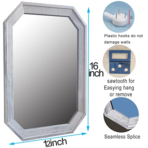 Tacidon 2 Packs Rustic Farmhouse Mirror. Characteristic Beveled Frame Accent Wall Mirror. Rustic White Entry Mirror For Bathroom, Bedroom, Living Room(12"X16") #TOP1