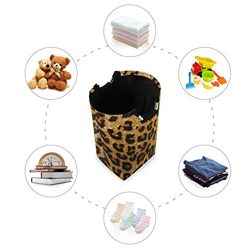 Alaza Large Laundry Basket Animal Leopard Print Chic Laundry Bag Hamper Collapsible Oxford Cloth Stylish Home Storage Bin With Handles, 22.7 Inch #TOP5