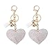 Toyvian 2 Piezas Corazón Llaveros Rhinestone Cuero Metal Amor Borlas Llavero Brillante Colgante Llavero Decoración Regalo para Mujer (Blanco Dorado)