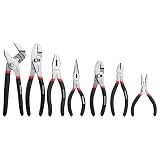 WORKPRO 7-piece Pliers Set with Groove Joint, Long Nose, Slip Joint, Linesman, and Diagonal Pliers for DIY & Home Use, Black