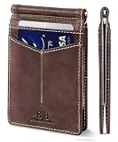 SERMAN BRANDS RFID Blocking Wallet Slim Bifold - Genuine Leather Minimalist Front Pocket Wallets for Men with Money Clip Gift (Morning Roast)