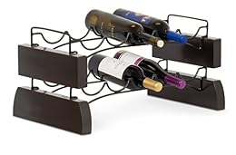 BIRDROCK HOME Stackable Wine Rack | Wine Stand | 2 Metal Wave Bars | Set of 2 | 10 Bottle | Espresso