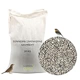 Sonnenblumenkerne gestreift 20 kg Wildvogelfutter, Ganzjahresvogelfutter, Vogelfutter für das ganze Jahr, Streufutter, Winterfutter für kleine und große Vögel 20kg Ernte 2024 gestreifte Sonnenblume