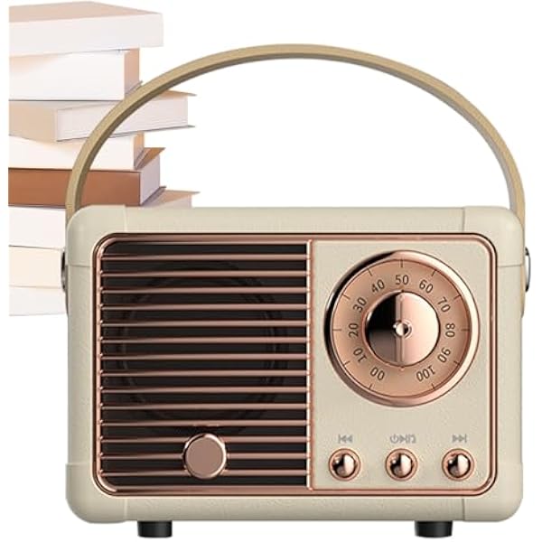 Generisch Głośnik bezprzewodowy, przenośny dźwięk stereo w vintage, estetyczny głośnik biurkowy do dekoracji pomieszczenia – dla młodzieży, dorosłych, seniorów, biura, sypialni, kuchni