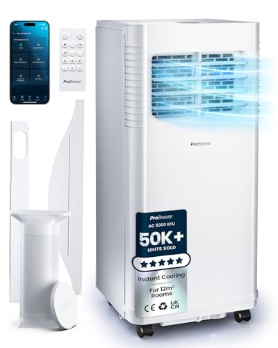 Pro Breeze 4-in-1 Smart Portable Air Conditioner 5000 BTU with Wifi, Remote Control, 24 Hour Timer & Dual Window Venting Kit Included - Powerful Air Conditioning Unit for Home