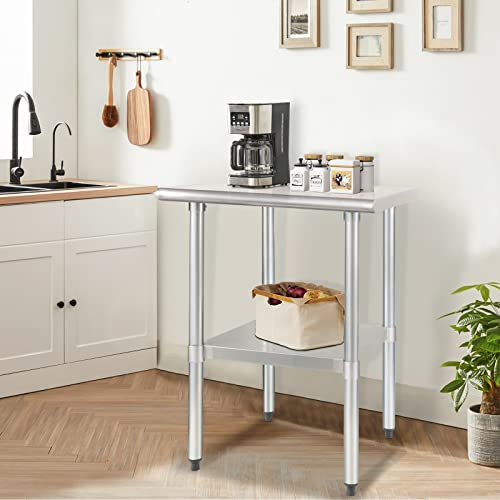 Image of HARDURA Stainless Steel Table with Undershelf and Galvanized Legs NSF Heavy Duty Commercial Prep Work Table for Restaurant Kitchen Home and Hotel