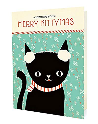 Kitty Christmas Holiday Cards, Box of 8 – Cute Black Cat Christmas Cards – Eco-Friendly, Premium Paper – Blank Inside, Envelopes Included – Made in USA Small Business