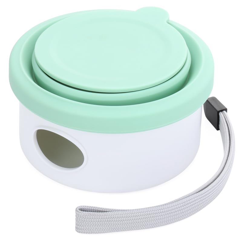 4-in-1 Dog Walking Kit - Portable Poop Bag Dispenser with Foldable Bowl & Snack Container, Adjustable Garbage Bag Holder for Outdoor Hikes, Travel-Friendly Dog Accessories (Macaron Green)