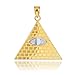 Claddagh Gold - Fine 10k Two - Tone Gold Pyramid Charm All Seeing Eye of Providence Illuminati Pendant Necklace, 16