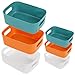 Gohytal Aufbewahrungskorb Kunststoff,Aufbewahrungsbox Stapelbare mit Griffen,3 Farben Haushalt Aufbewahrungskiste für Küche,Badezimmer,Kosmetik,Kinderzimmer,Schrank,Klein und Mittelgroß,6 Stück