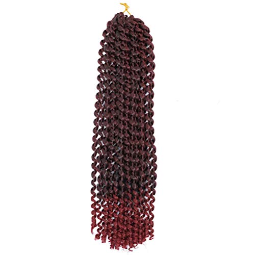 JulyQueen Passion Twist Hair Crochet Braids Water Wave 18 Inch Synthetic Braiding Hair Extension Ombre Burgundy Color 1 Pcs/lot