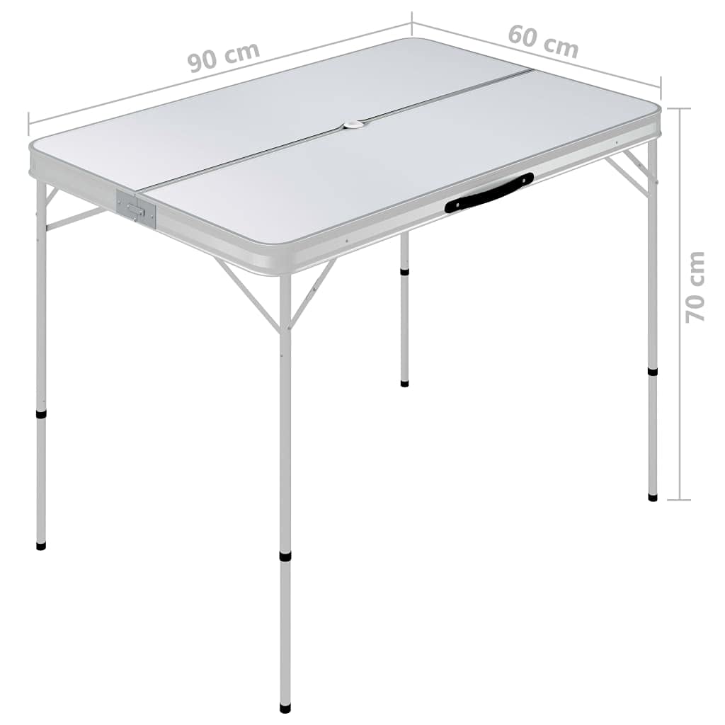 Générique Table de Camping Pliable avec 2 bancs Aluminium Blanc équipements Sportifs Loisirs de Plein air Camping et randonnée Meubles de Camping (Poids 8.74KG)