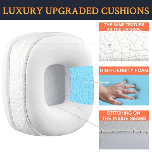 Image of SOULWIT Replacement Ear Pads Cushions for Marshall Major I /II /III /IV Wireless /Wired Headphones, for Marshall Major 1 /2 /3 /4 Headset, Earpads with Soft Protein Leather - White