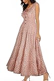 OSTOO Women's 2025 Summer Boho Floral Print Tiered Casual Flowy Long Maxi Dress(Pink,M)