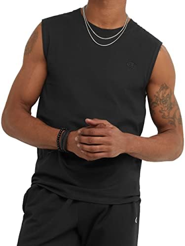 Champion mens Classic Jersey Muscle T-shirt Shirt, Black, XX-Large US