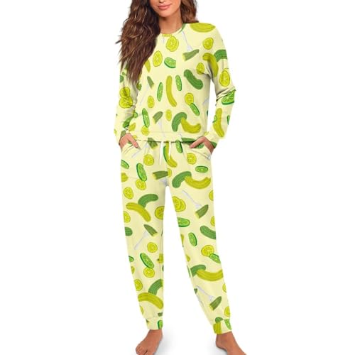 Image of Women's Pajamas Set Soft 2 Piece Loungewear Long Sleeve Pj Set Matching Sleepwear with Pockets for Women Plus Size