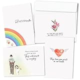 24 Loss of Pet Sympathy Card Set with Envelopes - Hat Acrobat Pet Sympathy Card - Set of 24 Cats,...