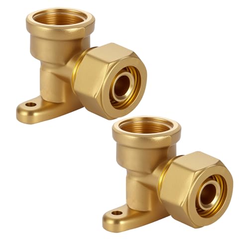 Tulov 2 Stück 16 x 2,0mm Schraubfitting mit DVGW- 1/2\ IG Wandwinkel,Schraubfitting Winkel Übergang,Verbundrohrsystem Schraub-Kupplung Winkel für Mehrschichtverbundrohr und Aluverbundrohr