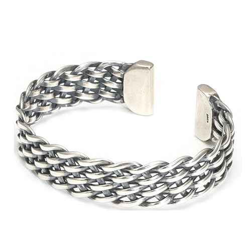 Bague en argent vintage avec anneau ouvert ajustable motif vague creuse