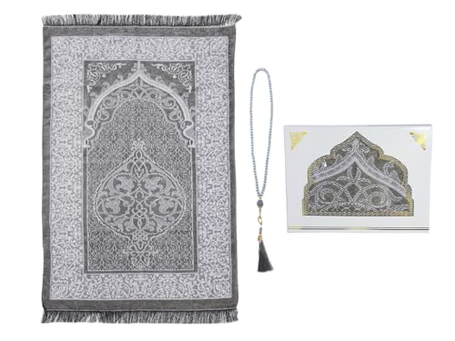 Tapis de prière coffret cadeau avec boîte élégante et chapelet pour l'Aïd