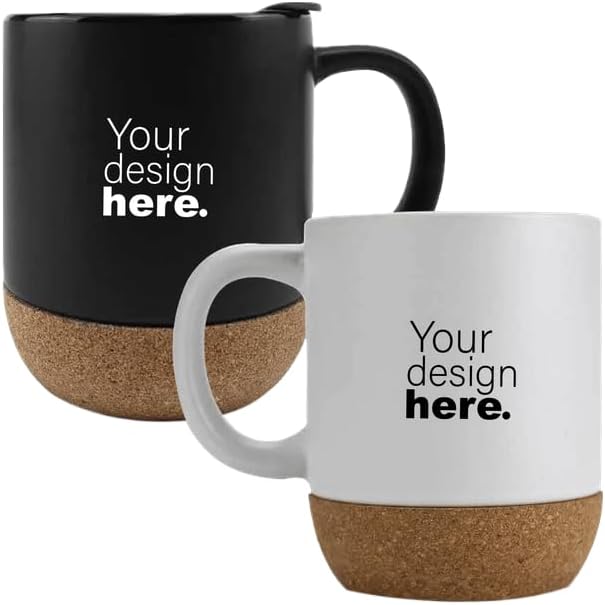 Merchlist Custom Premium Eco-Friendly Cork Coffee Mug Reusable Drinkware for Hot and Cold Beverages, Perfect for Home, Office, and Travel | Customizable Your Logo/Design |