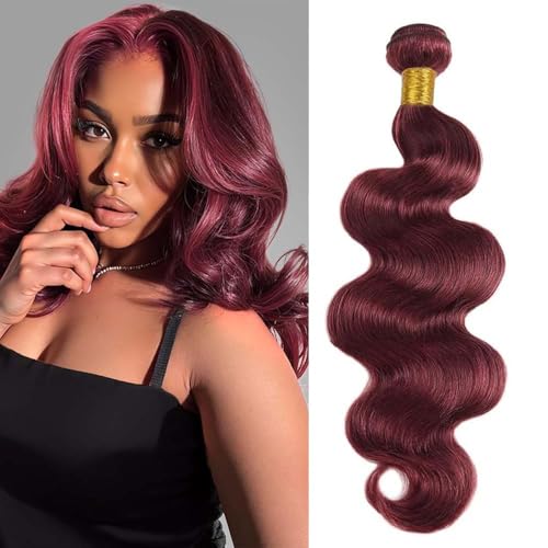 AGINBUY 12A Burgunndy Body Wave Bundles Human Hair Raw Single Bundles 26Inch 100% Brazilian Human Hair Extensions