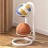Ballständer Fussball,Abnehmbar Ballhalter,Strapazierfähig Fussball Ständer Innenbereich Vertikale 2/3/4 Stufiges Ball Aufbewahrung zur Aufbewahrung von Fußbällen, Basketbällen, Volleybällen usw(Weiß,2