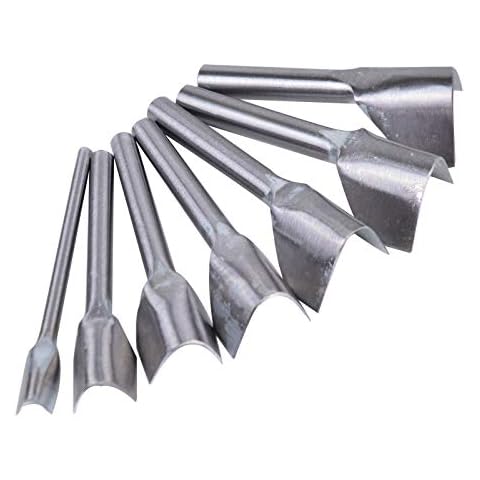 Bleiou 7pcs Leather Craft Cutting Tools V-Shape Punch Cutter Tools for Belt Wallet Bag with 7 Sizes (10mm/15mm/20mm/25mm/30mm/35mm/40mm) Cover