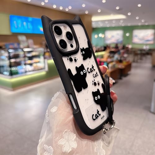 FXFOOT for iPhone 13 Pro Max Case, [Black Cute Cat Ears] [2-in-1 with Kitty Bracelet] Stylish Black Baby Kitty Print, Soft TPU Shockproof, Gift for Women and Girls by FXFOOT - Used condition - Image 3