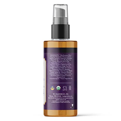 Badger - Aromatherapy Massage Oil, Lavender With Bergamot & Balsam Fir, Certified Organic With Essential Oils, 4 Fl Oz #TOP1