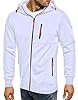VANVENE Mens Casual Hoodies Zip Up Cardigan Fleece Jacket Sweatshirts Long Sleeve Hoody Hooded Top Jumper Jacket White 3XL #1