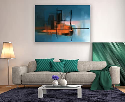 Muolunna Bk3569 Canvas Prints Colorful Abstract Painting Wall Art Modern Art On Blue Background Stretched And Framed Ready To Hang For Living Room Bedroom And Office Home Kitchen Artwork 24X36Inch #TOP5