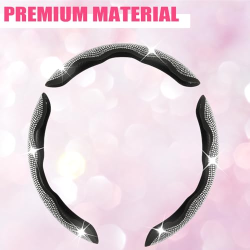 West Llama Diamond Bling Car Steering Wheel Cover with Crystal Rhinestones,3PCS Segmented Steering Wheel Protector,Universal for 99% Cars for Women(Black with Black Diamond) by West Llama - Image 6